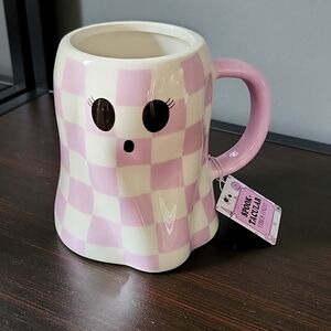 Sunday Morning ceramics purple checkered ghost mug